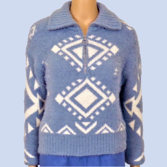 JESSICA SIMPSON size XS (??? ) blue/white pullover sweater poly/nylon HW or DC - Picture 1 of 15